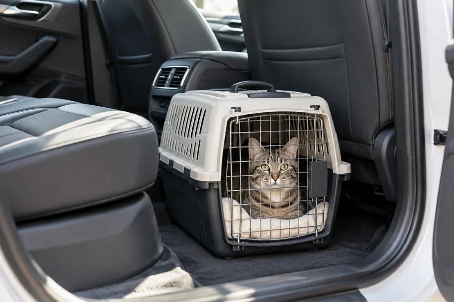 How to safely transport a cat in a car using a secure carrier